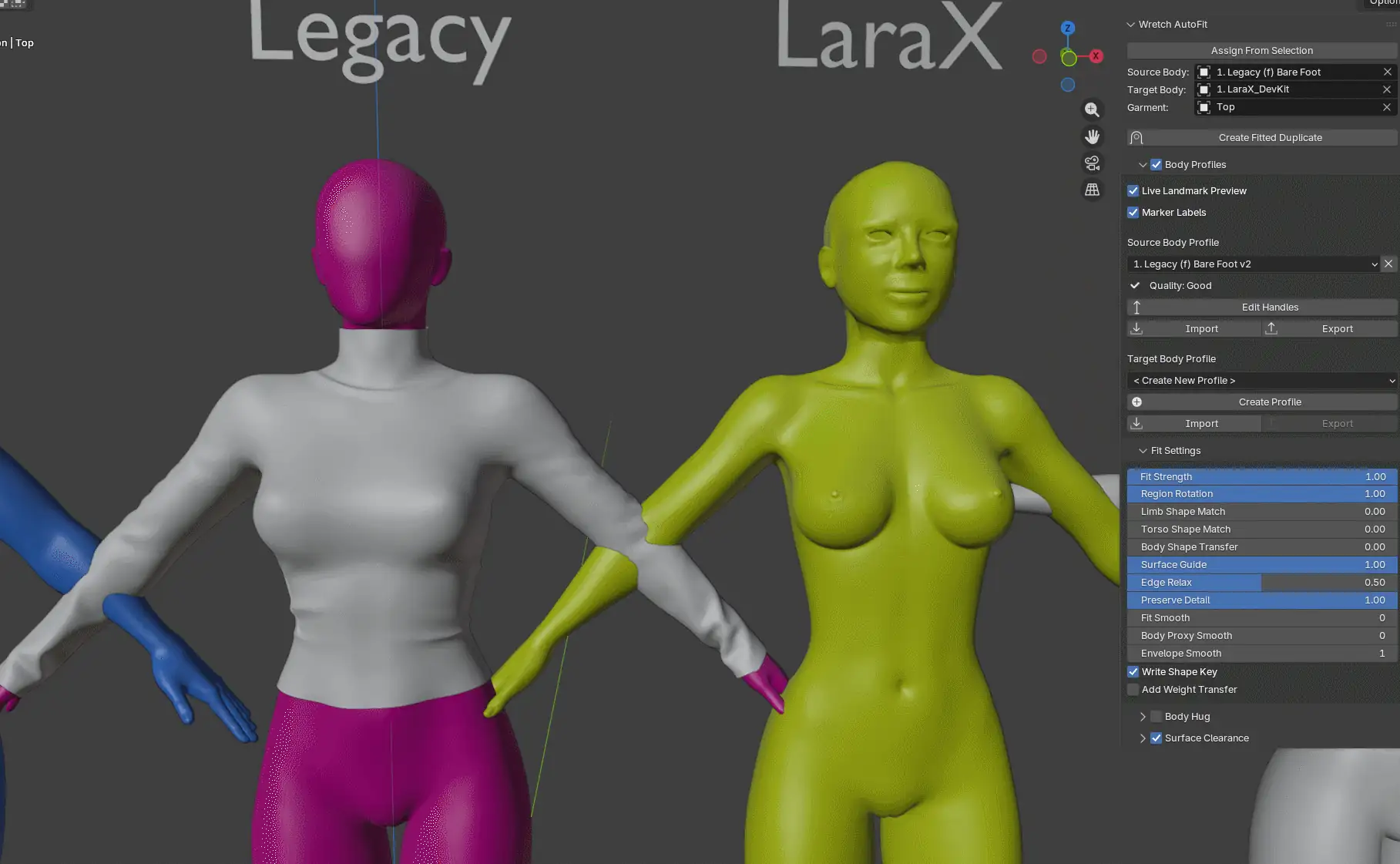 GPU landmark markers on a body, one highlighted under the cursor